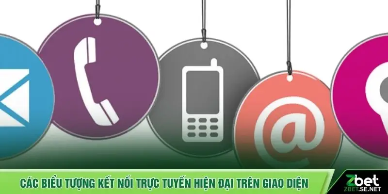 Các biểu tượng kết nối trực tuyến hiện đại trên giao diện